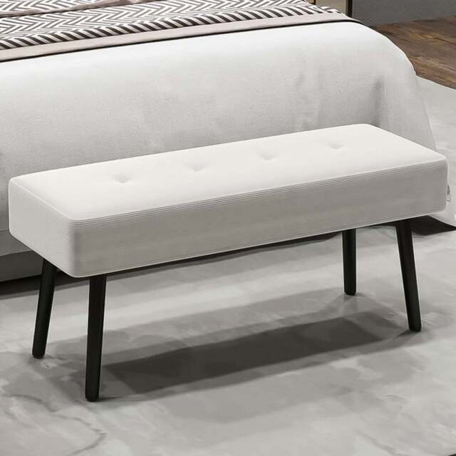 Portland Cream White End of Bed Bench with Thick Padding - Size: 45 x 36 x 100cm - Wilko - image 1