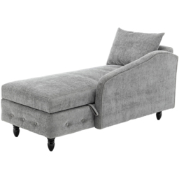 Living and Home Grey Left Hand Chenille Chaise Lounge with Storage - Size: Single - Cream - Wilko - thumbnail 4