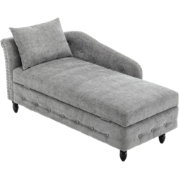 Living and Home Grey Left Hand Chenille Chaise Lounge with Storage - Size: Single - Cream - Wilko - thumbnail 5