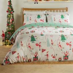 Duvet Day Double Elfie Printed Soft Touch Reversible Duvet Set - Cream - Wilko - thumbnail 1