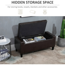 Portland Brown PU Leather Ottoman Storage Bench - Wilko - thumbnail 7