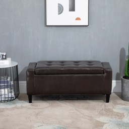Portland Brown PU Leather Ottoman Storage Bench - Wilko - thumbnail 5