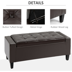 Portland Brown PU Leather Ottoman Storage Bench - Wilko - thumbnail 6