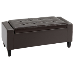 Portland Brown PU Leather Ottoman Storage Bench - Wilko - thumbnail 3