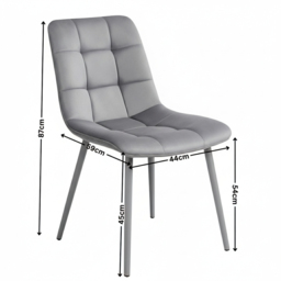 Portland 4 Seater Square Velvet Dining Set Oak Effect and Grey - Multi - Wilko - thumbnail 6