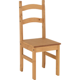 Seconique Budget Mexican Set of 2 Distressed Waxed Pine Dining Chair - Brown - Wilko - thumbnail 4