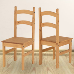Seconique Budget Mexican Set of 2 Distressed Waxed Pine Dining Chair - Brown - Wilko - thumbnail 1