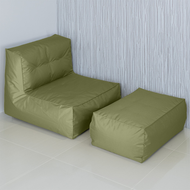Kaikoo Khaki Lounger with Footstool - Size: Single Seater - Wilko - image 1