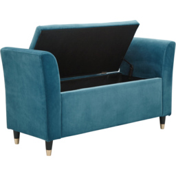 GFW Genoa Teal Blue Upholstered Window Seat With Storage - Size: 41 x 107 x 58cm - Wilko - thumbnail 5