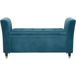 GFW Genoa Teal Blue Upholstered Window Seat With Storage - Size: 41 x 107 x 58cm - Wilko - thumbnail 3