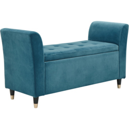 GFW Genoa Teal Blue Upholstered Window Seat With Storage - Size: 41 x 107 x 58cm - Wilko - thumbnail 4