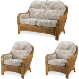 Desser Centurion 4 Seater Leafy Natural Rattan Sofa Set - Multi - Wilko - thumbnail 3