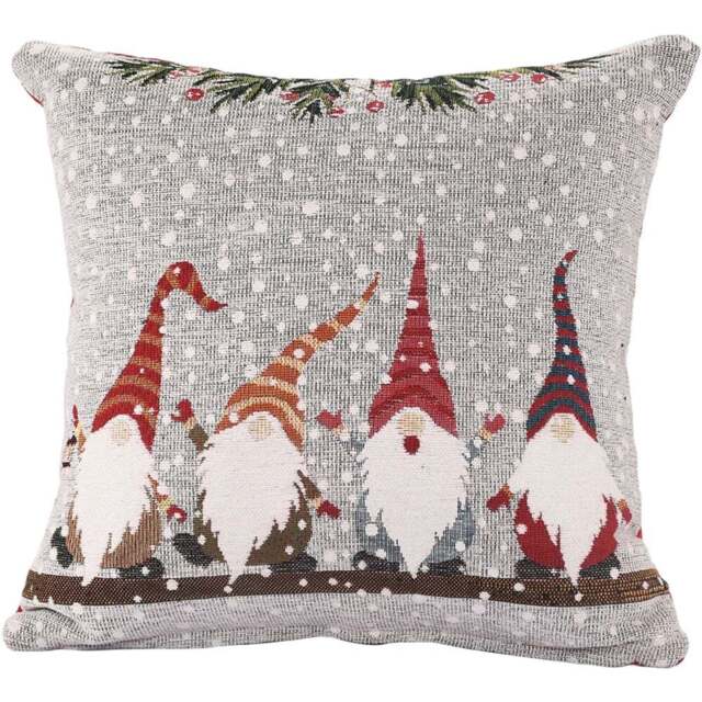 Noel Square Multicolour Xmas Gonks Cotton Chenille Cushion - Size: 43 x 43 x 1cm - Wilko - image 1