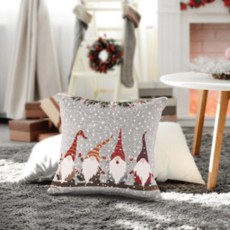 Noel Square Multicolour Xmas Gonks Cotton Chenille Cushion - Size: 43 x 43 x 1cm - Wilko - thumbnail 3