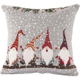 Noel Square Multicolour Xmas Gonks Cotton Chenille Cushion - Size: 43 x 43 x 1cm - Wilko