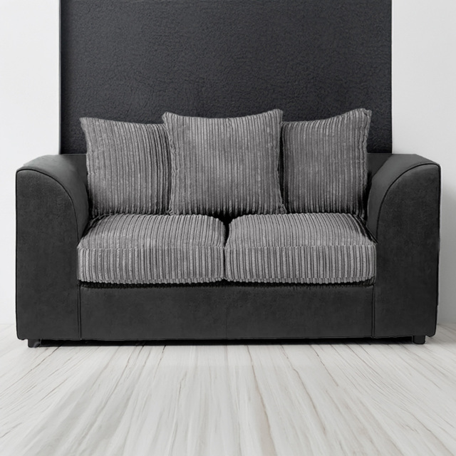 Luxor 2 Seater Black and Grey Jumbo Cord Scatter Back Sofa - Multi - Wilko - image 1