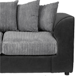 Luxor 2 Seater Black and Grey Jumbo Cord Scatter Back Sofa - Multi - Wilko - thumbnail 5
