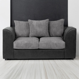 Luxor 2 Seater Black and Grey Jumbo Cord Scatter Back Sofa - Multi - Wilko