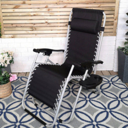 Samuel Alexander Black and Grey Multi Position Garden Sun Lounger - Size: 1 Seater - Wilko - thumbnail 1