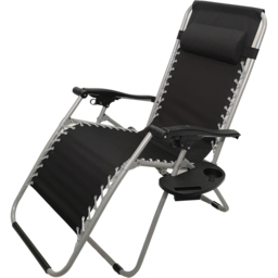 Samuel Alexander Black and Grey Multi Position Garden Sun Lounger - Size: 1 Seater - Wilko - thumbnail 3