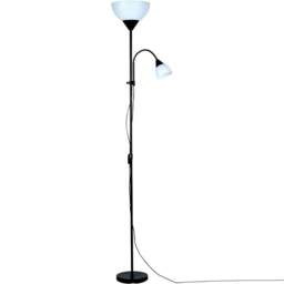 Lighting Collection Hale 2 Way Frosted Shade Black Mother Child Floor Lamp - Size: 13 x 23.5 x 41.5cm - Matt Black - Wilko