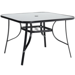 Living and Home Glass 4 Seater Square Garden Dining Table - Black - Wilko - thumbnail 3
