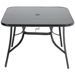 Living and Home Glass 4 Seater Square Garden Dining Table - Black - Wilko - thumbnail 5