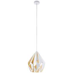 EGLO Carlton White and Gold Geometric Pendant Light - Size: 110 x 31 x 110cm - Wilko