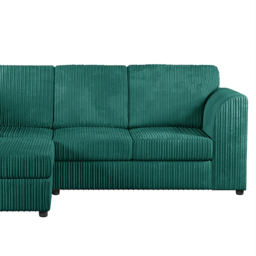 Luxor 4 Seater Teal Jumbo Cord L-Shape Left Hand Corner Sofa - Green - Wilko - thumbnail 5