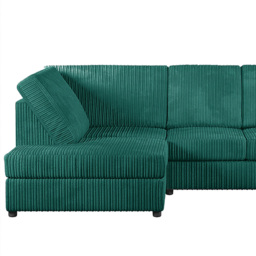 Luxor 4 Seater Teal Jumbo Cord L-Shape Left Hand Corner Sofa - Green - Wilko - thumbnail 4