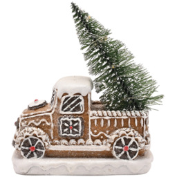 The Seasonal Gift Co. Santa and Friends Gingerbread Truck LED Christmas Decoration 14cm - Size: 12.5 x 10 x 5cm - Brown - Wilko - thumbnail 4