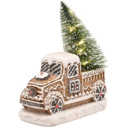 The Seasonal Gift Co. Santa and Friends Gingerbread Truck LED Christmas Decoration 14cm - Size: 12.5 x 10 x 5cm - Brown - Wilko - thumbnail 3