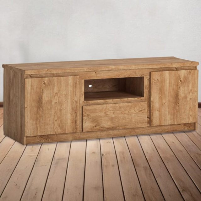 Florence Fribo 2 Door Single Drawer Golden Ribbeck Oak Wide TV Cabinet - Size: 45 x 135 x 51cm - Brown - Furniture To Go - Wilko - image 1