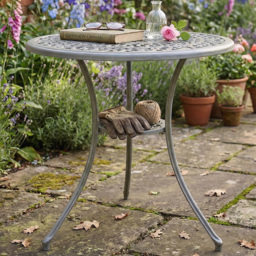 Centurion Positano 2 Seater Grey Round Garden Bistro Table with Parasol Hole - Wilko - thumbnail 1