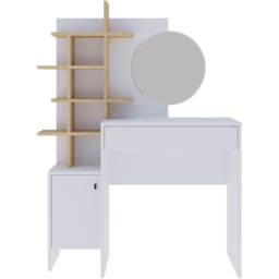 GFW Freyja Single Door Single Drawer White Oak Dressing Table with Mirror - Size: 35 x 113 x 152cm - Wilko - thumbnail 3