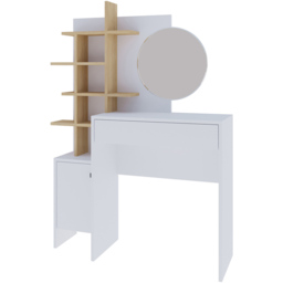 GFW Freyja Single Door Single Drawer White Oak Dressing Table with Mirror - Size: 35 x 113 x 152cm - Wilko - thumbnail 4