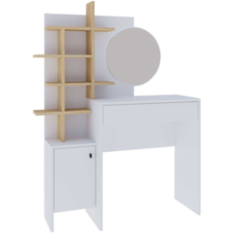 GFW Freyja Single Door Single Drawer White Oak Dressing Table with Mirror - Size: 35 x 113 x 152cm - Wilko - thumbnail 5