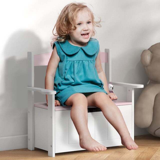 AIYAPLAY Pink Wooden Storage Bench - Wilko - image 1