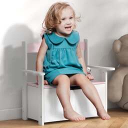 AIYAPLAY Pink Wooden Storage Bench - Wilko - thumbnail 1