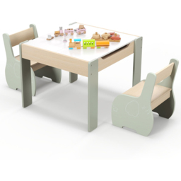 Costway Green Kids Table and Chair Set with Hidden Storage - Size: 73 x 43 x 15cm - Wilko - thumbnail 3