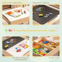 Costway Green Kids Table and Chair Set with Hidden Storage - Size: 73 x 43 x 15cm - Wilko - thumbnail 7