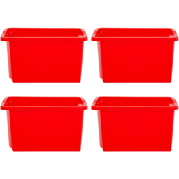 Wham 35L Red Stackable Storage Box 4 Pack - Wilko - thumbnail 1