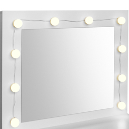 Comfy Living 2 Drawer White Dressing Table Set with LED Lit Mirror - Size: 140 x 80 x 40cm - Wilko - thumbnail 6