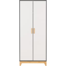 Seconique Cleveland 2 Door White and Grey Metal Effect Wardrobe - Wilko - thumbnail 4