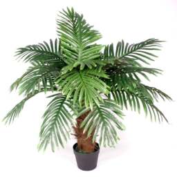 Leaf Palm Artificial Tree with Brown Trunk 100cm - Size: 100 x 70 x 70cm - Green - Wilko