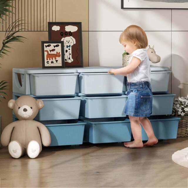 HOMCOM 9 Drawer Blue Kids Chest of Drawers - Size: 9 Drawers - Wilko - image 1