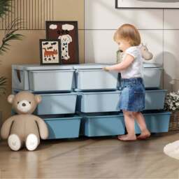 HOMCOM 9 Drawer Blue Kids Chest of Drawers - Size: 9 Drawers - Wilko