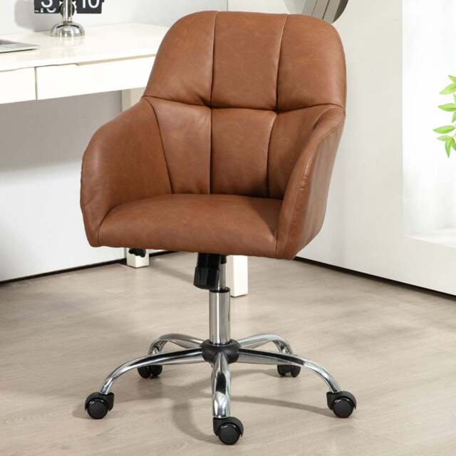Portland Brown PU Leather Swivel Office Chair - Size: 97 x 56 x 56cm - Wilko - image 1