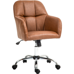 Portland Brown PU Leather Swivel Office Chair - Size: 97 x 56 x 56cm - Wilko - thumbnail 3