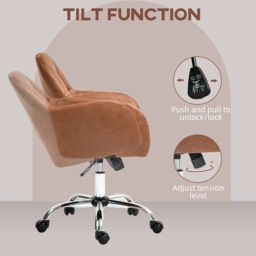 Portland Brown PU Leather Swivel Office Chair - Size: 97 x 56 x 56cm - Wilko - thumbnail 6